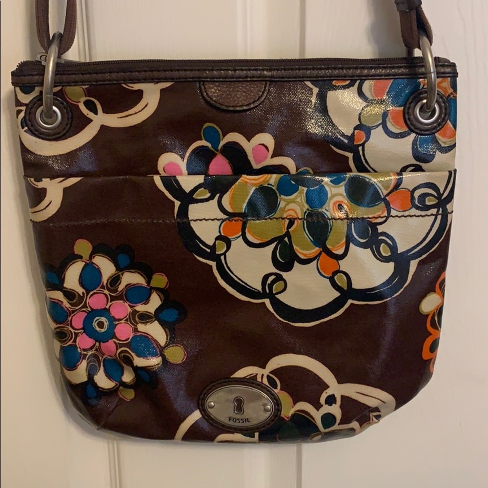 Fossil Keyper Brown Floral Crossbody Bag